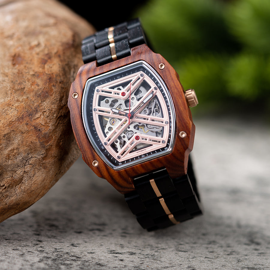 Edenhölzer Herren Holzuhr Skeleton Automatik Sal ED090-002