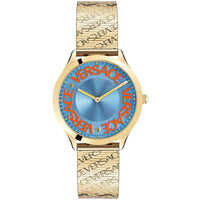 Thumbnail for Versce Damen Armbanduhr 38 mm LOGO HALO gelbes und extra Melanese Armband VE2O00722