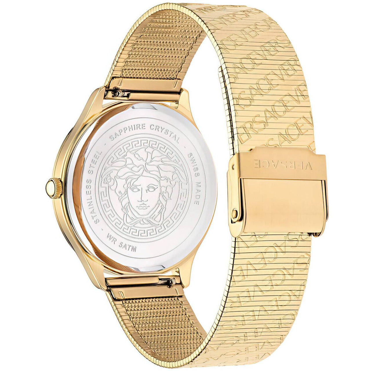 Versce Damen Armbanduhr 38 mm LOGO HALO gelbes und extra Melanese Armband VE2O00722