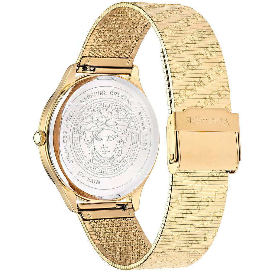 Versce Damen Armbanduhr 38 mm LOGO HALO gelbes und extra Melanese Armband VE2O00722