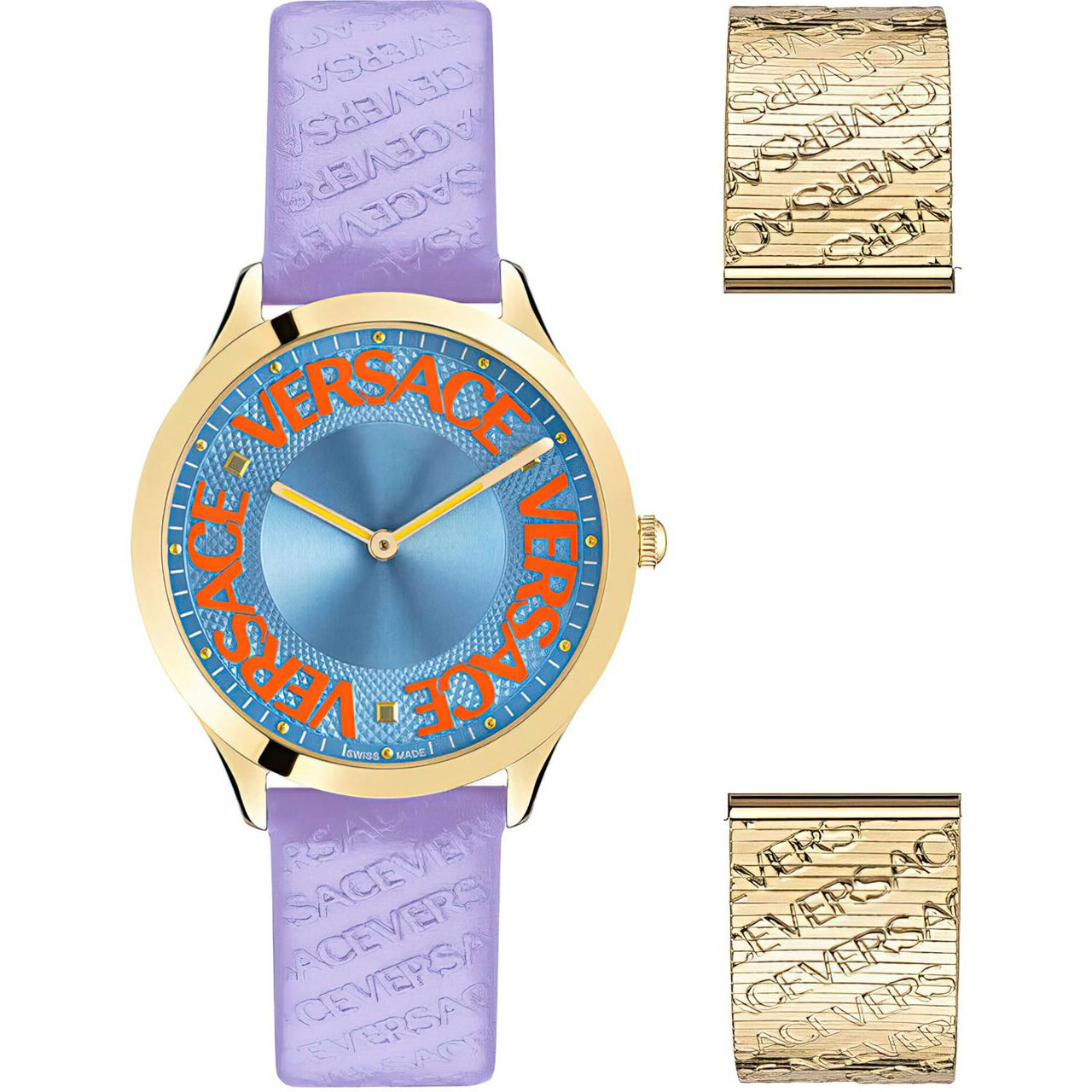 Versce Damen Armbanduhr 38 mm LOGO HALO gelbes und extra Melanese Armband VE2O00722