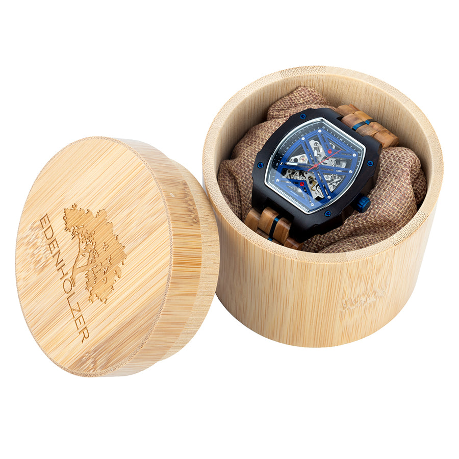 Edenhölzer Herren Holzuhr Skeleton Automatik Sal ED090-001