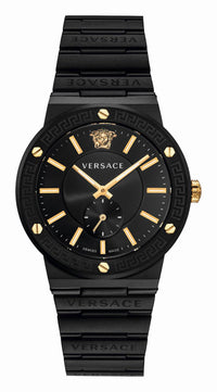 Thumbnail for Versace Herren Armbanduhr GRECA LOGO schwarz, gold 41 mm VEVI00620