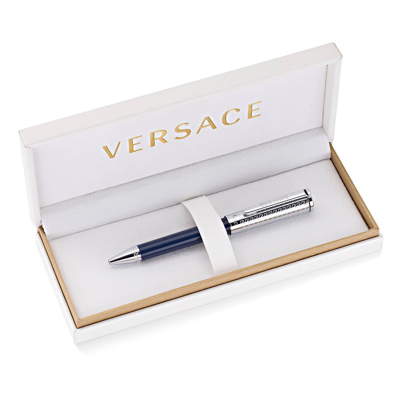 Versace Kugelschreiber OLYMPIA Ballpoint Silber/ Blau S7-Calipso VRS700523