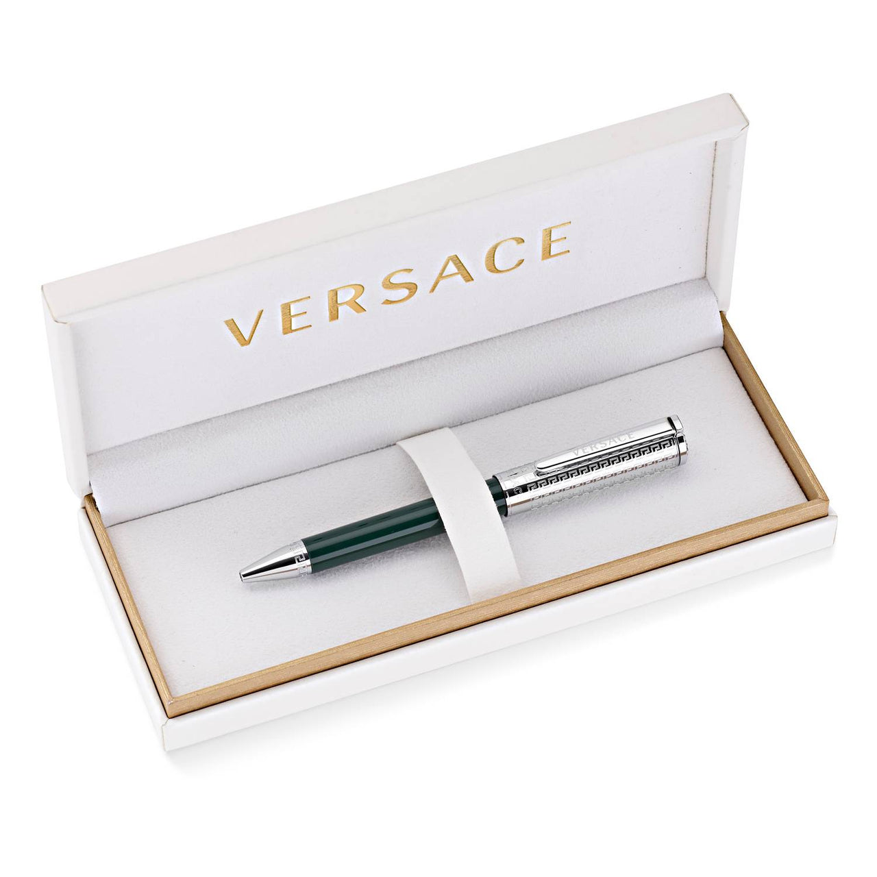 Versace Kugelschreiber OLYMPIA Ballpoint Silber  / Grün S7-Calipso VRS700623