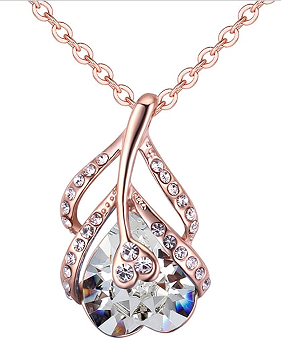 House of Louisa Damen Halskette Kette mit Anhänger Design Heart Metall rosegold RS-066-RGD