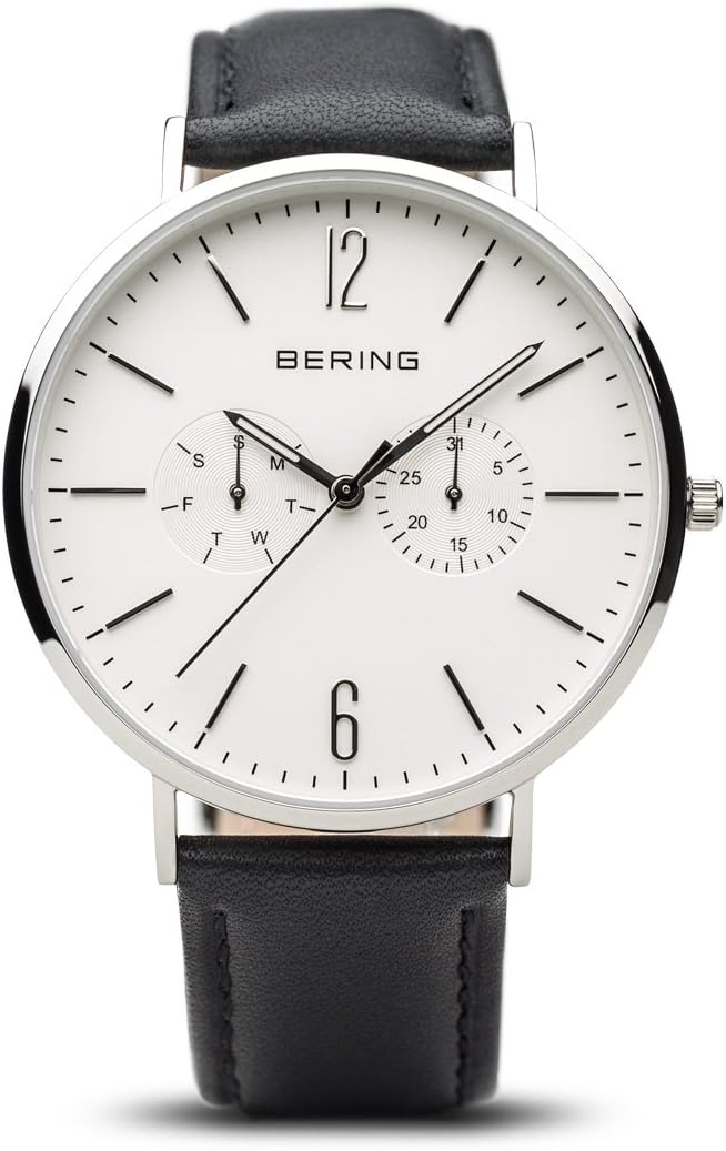 Bering Herren Armbanduhr Classic 40 mm Armband Kalbsleder schwarz 14240-404