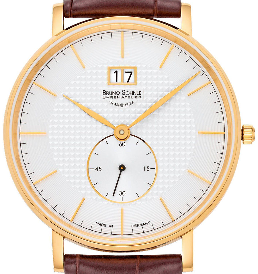 Bruno Söhnle Glashütte S/A Herren Armbanduhr München I Lederarmband dunkelbraun 40,5 mm 17-33215-241