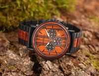 Thumbnail for Edenhölzer Herren Holzuhr Armbanduhr Chronograph St. Martin Datumsanzeige