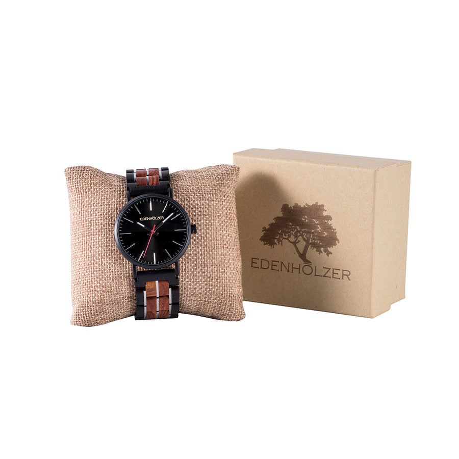 Edenhölzer Holzuhr Herren Armbanduhr Slimline Gozo ED099-001