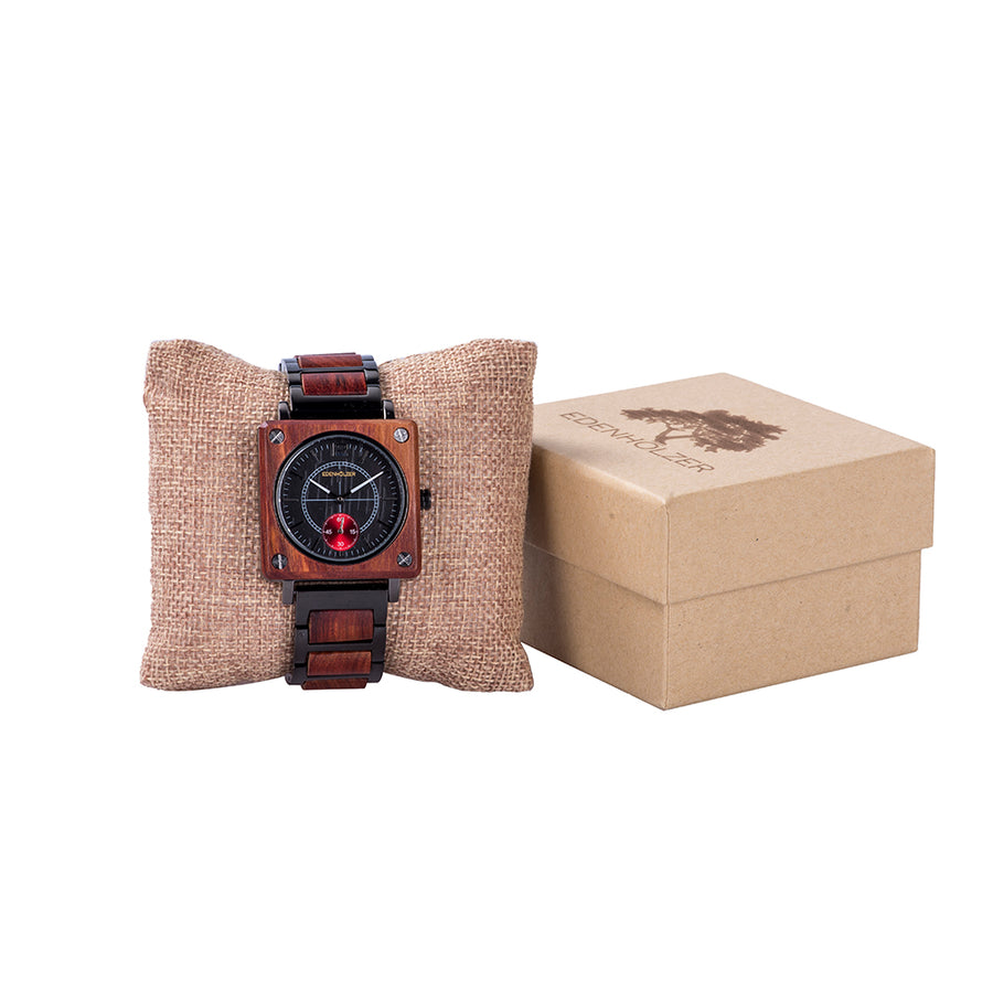 Edenhölzer Holzuhr Unisex Armbanduhr Quarz Java Holzarmband ED092-005