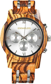 Thumbnail for Edenhölzer Herren Armbanduhr Chronograph Hardlex Anegada Datumsanzeige