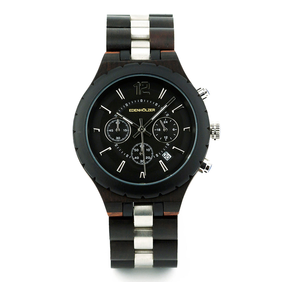 Edenhölzer Herren Armbanduhr Chronograph Hardlex Santorini Datumsanzeige
