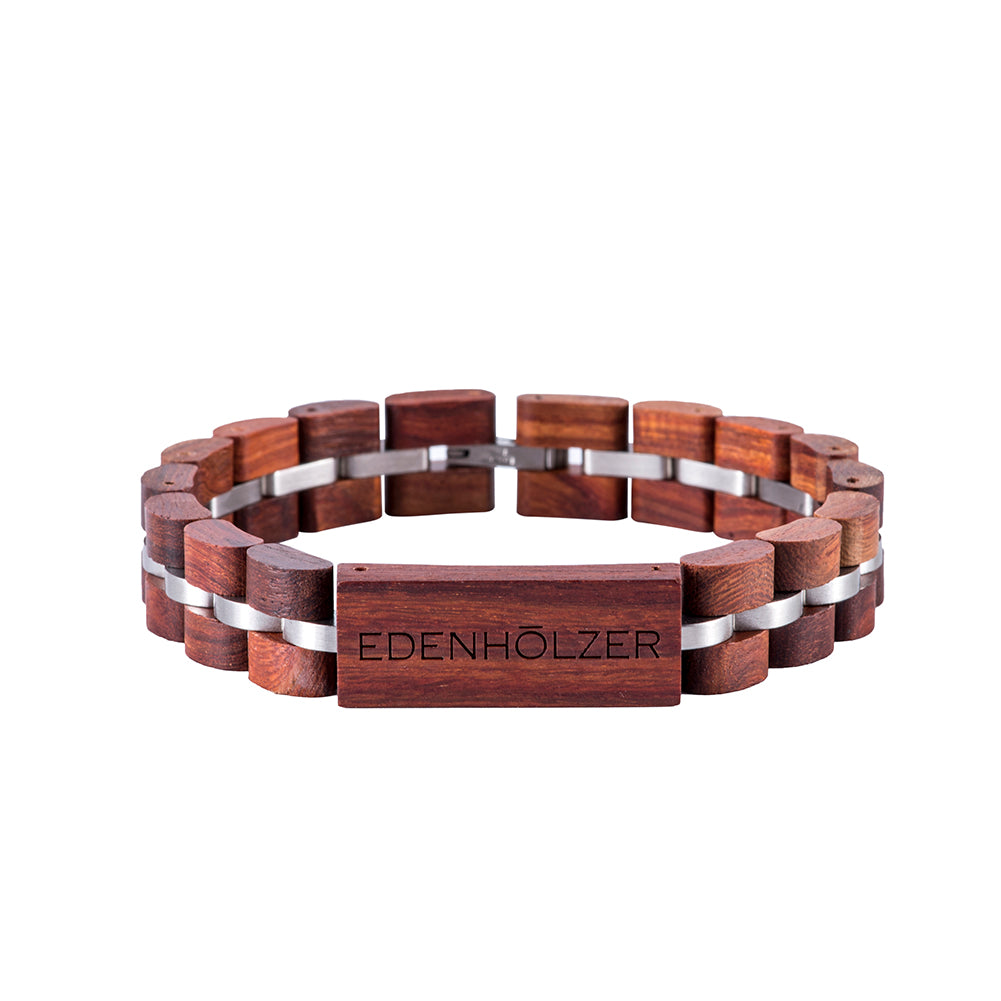 Edenhölzer Herren Damen Armband Holzarmband Sandelholz Logo braun