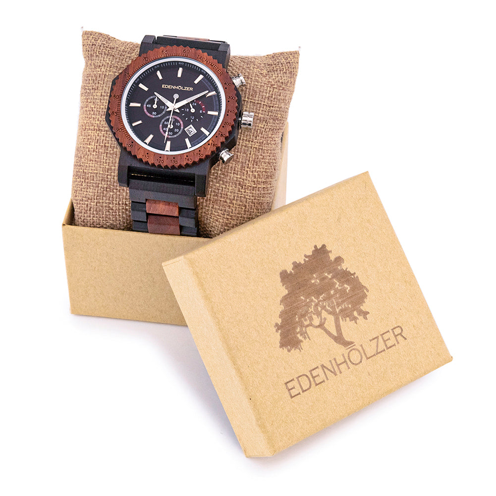 Edenhölzer Holzuhr Chronograph Herren Armbanduhr Albergar ED093-013