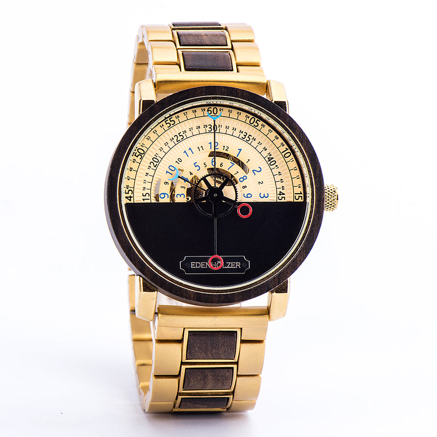 Edenhölzer Automatik Armbanduhr open life Holzuhr Nevis ED097-001