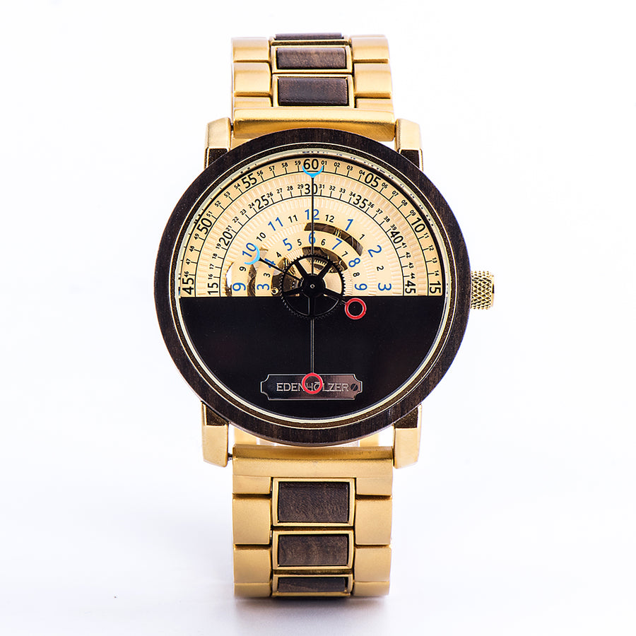 Edenhölzer Automatik Armbanduhr open life Holzuhr Nevis ED097-001