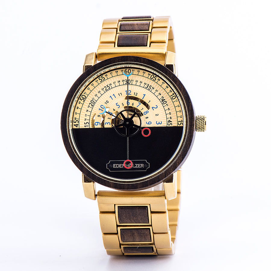 Edenhölzer Automatik Armbanduhr open life Holzuhr Nevis ED097-001