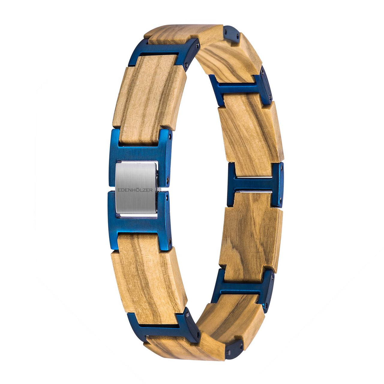 Edenhölzer Armband Holzarmband Holz Edelststahl braun blau