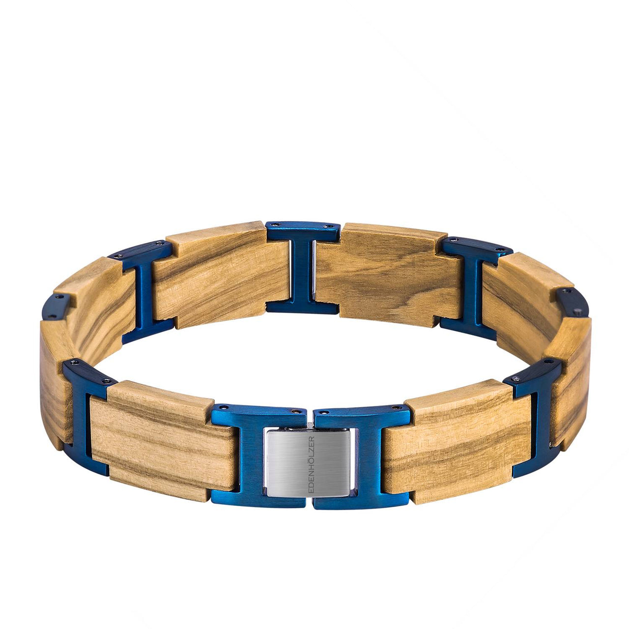 Edenhölzer Armband Holzarmband Holz Edelststahl braun blau