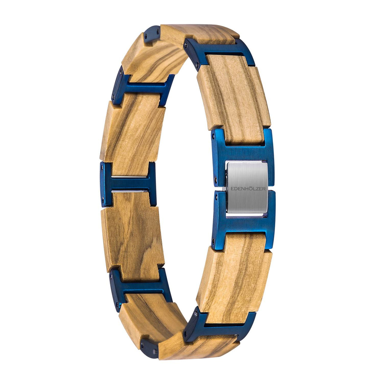 Edenhölzer Armband Holzarmband Holz Edelststahl braun blau