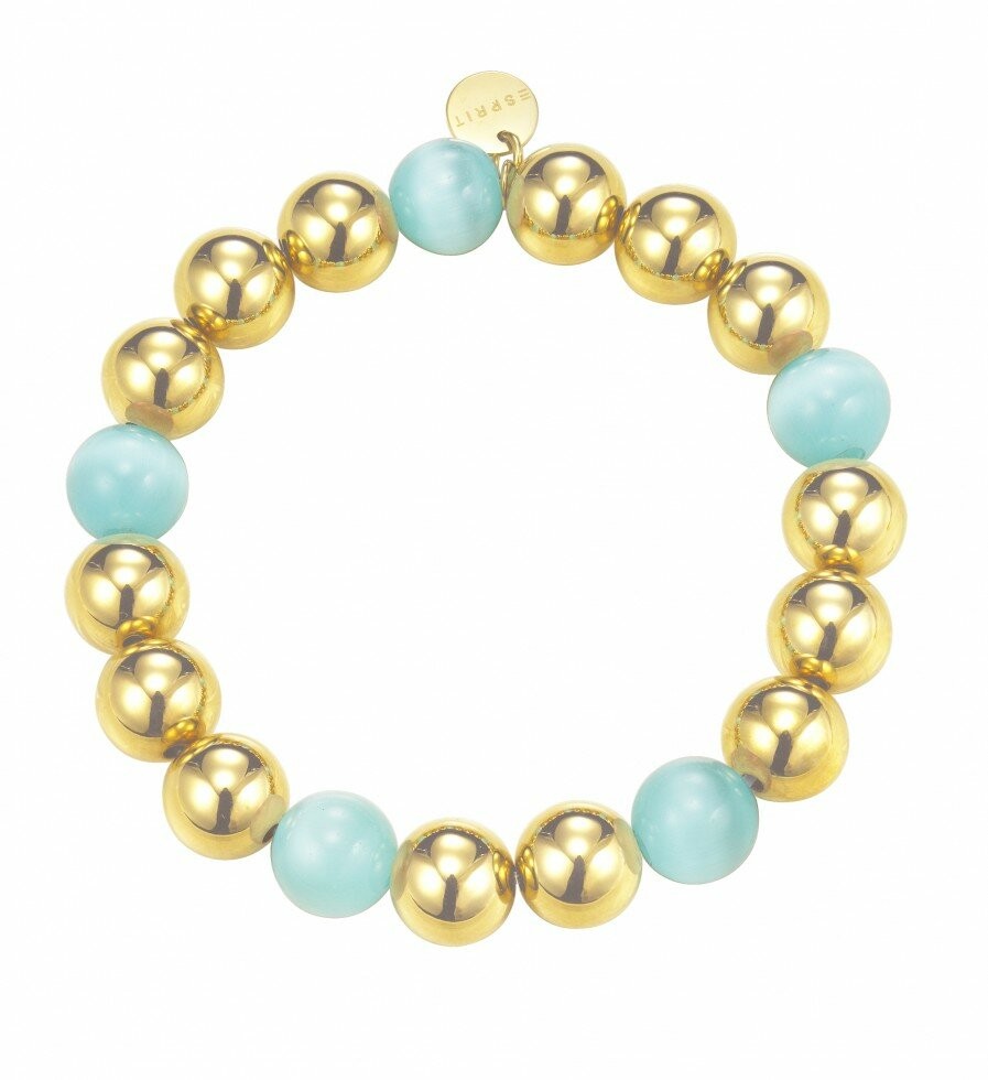 Esprit Damen Armband Edelstahl Gold/Türkis Bold Spheres ESBR11662A160