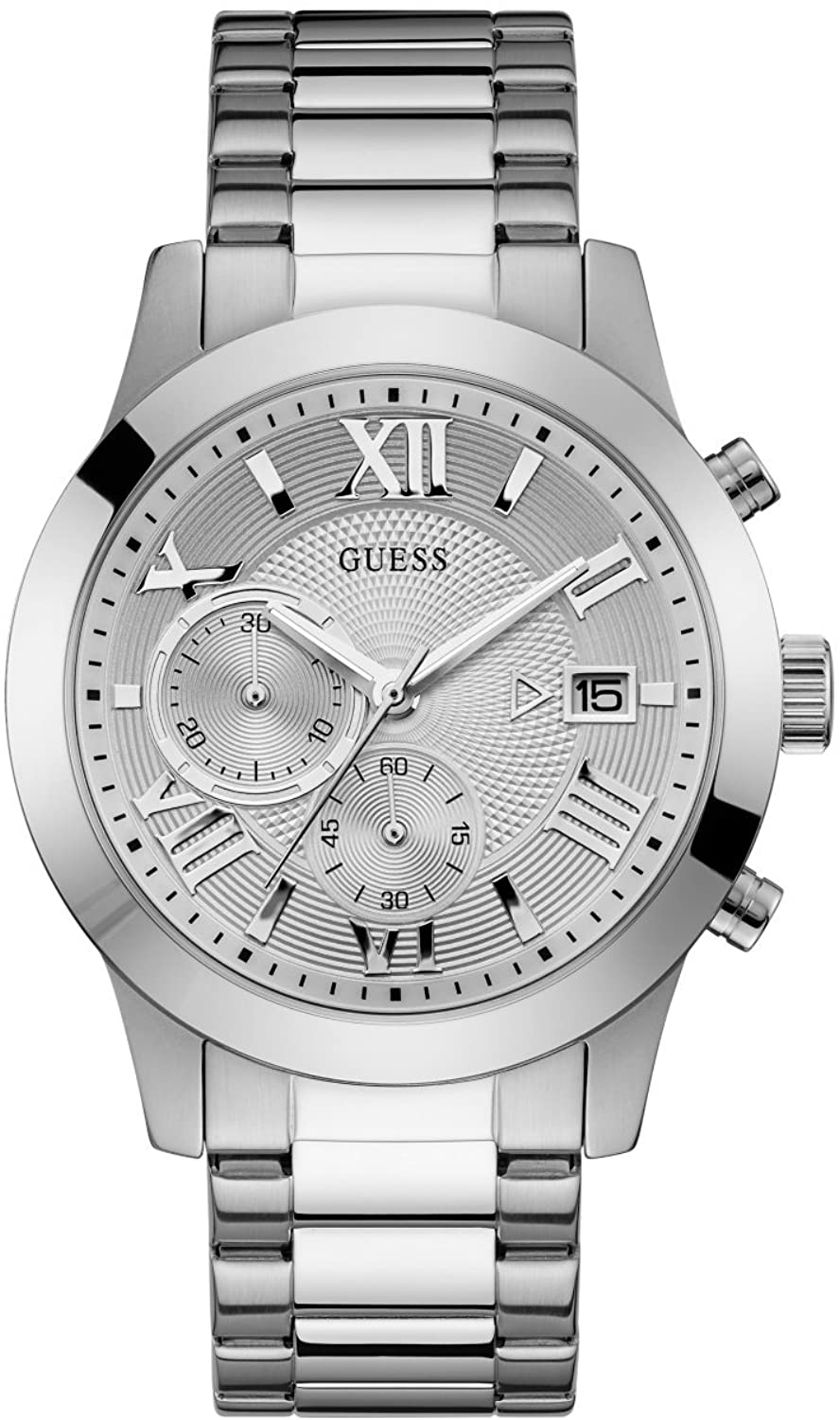 Guess Atlas Herren-Armbanduhr 44mm Armband Edelstahl + Gehäuse Quarz W0668G7