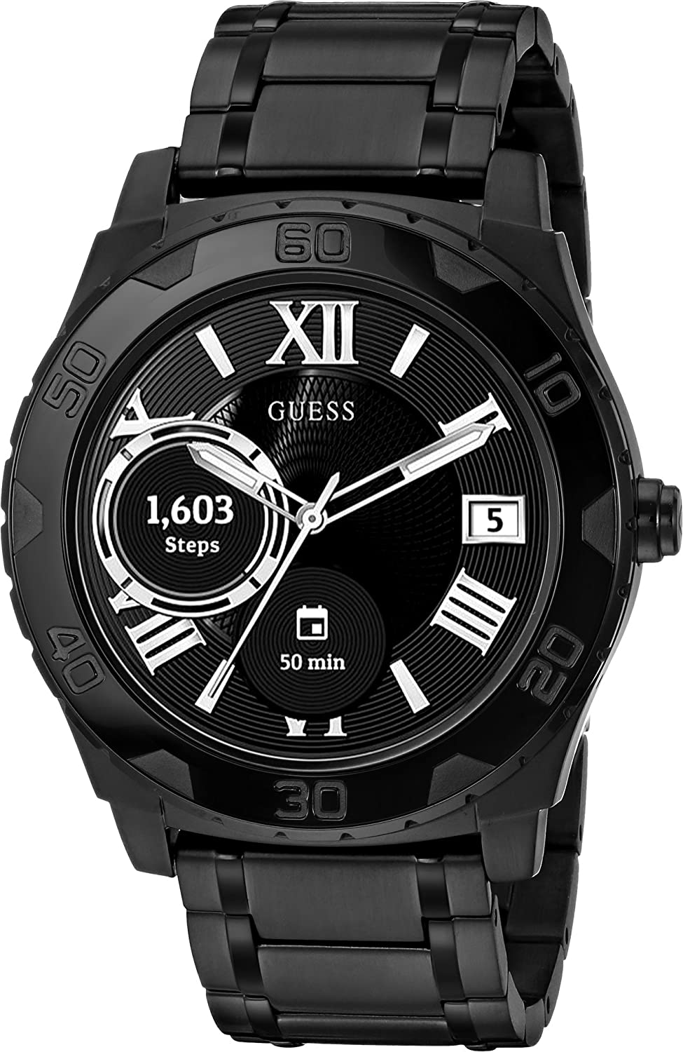 GUESS CONNECT Herren Edelstahl Android Wear Touchscreen Silikon Smart Watch C1001G5