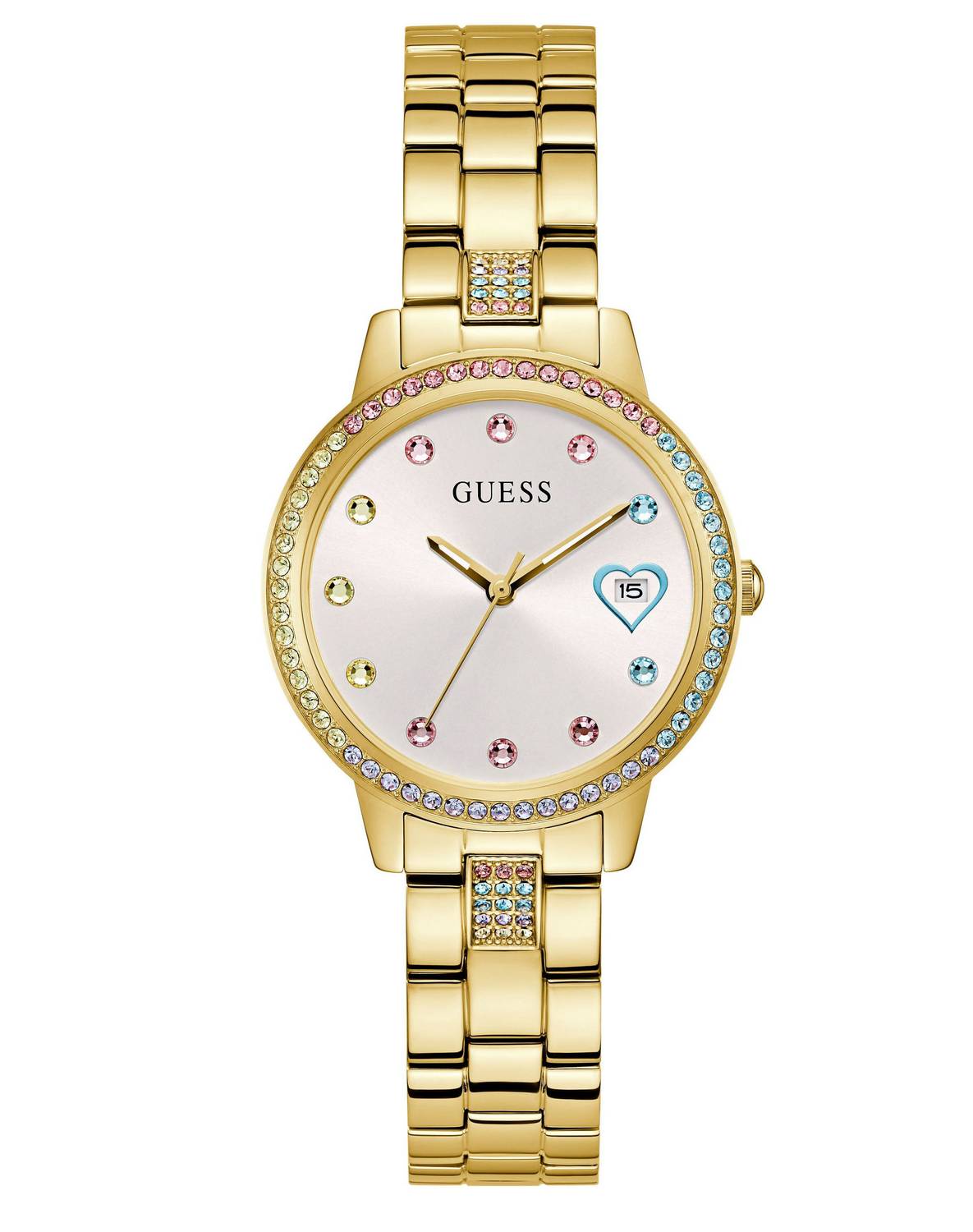 Guess Damen  Armbanduhr  THREE OF HEARTS gold 34 mm GW0657L2