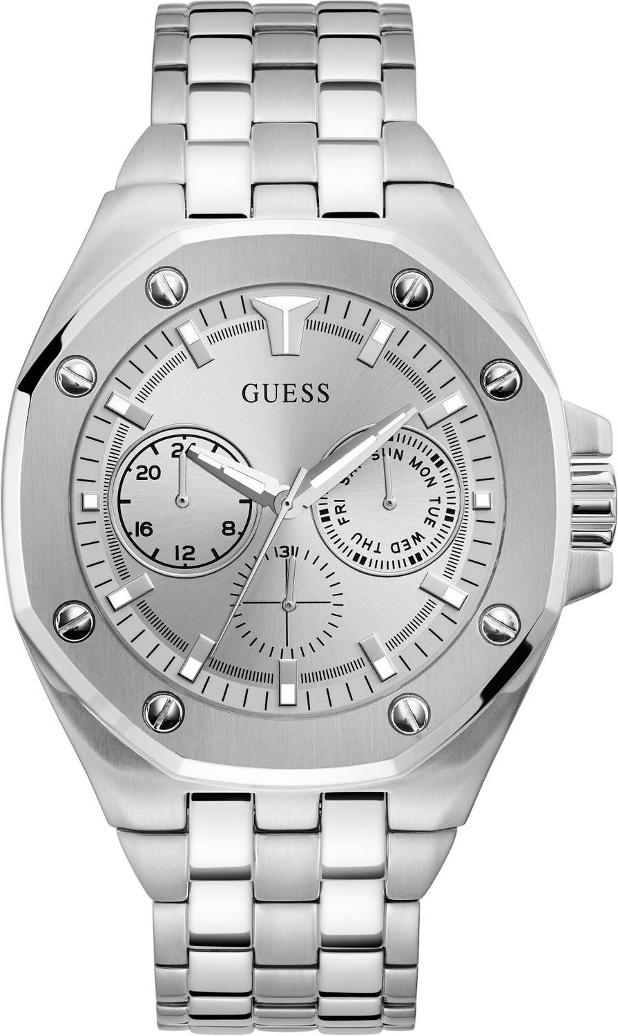 Guess Herren Multifunktionsuhr TOP GUN silberfarben GW0278G1 46 mm