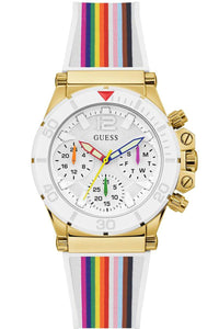 Thumbnail for Guess Damen Armbanduhr Active Life 38 mm Regenbogenarmband und -markierungen Armband Silicone GW0432L1