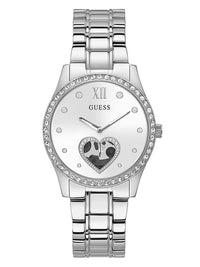 Thumbnail for Guess Damen Armbanduhr Be Loved 38 mm Herz auf Zifferblatt Armband Edelstahl GW0380L1