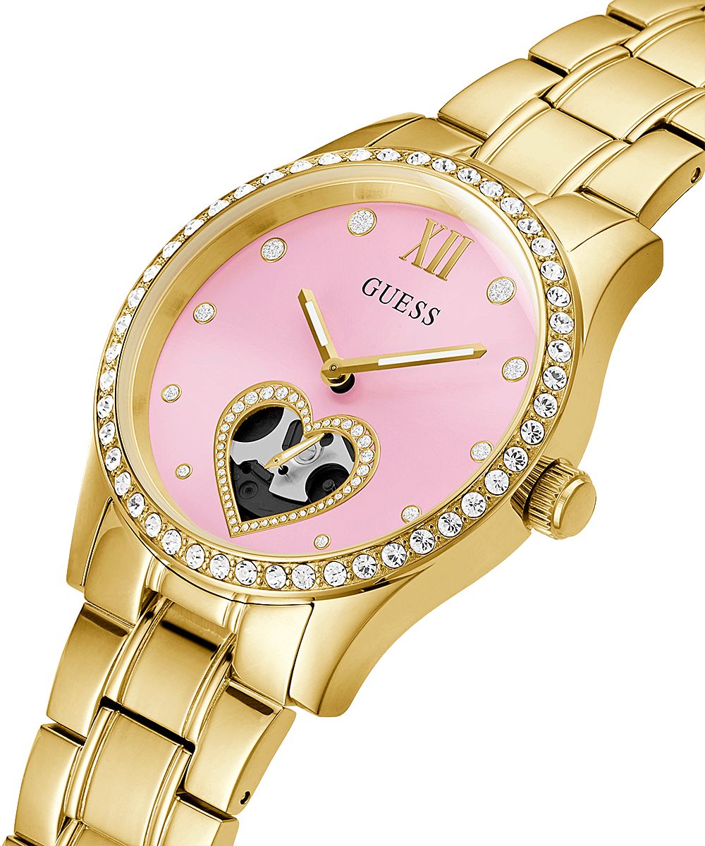 Guess Damen Armbanduhr Be Loved 38 mm Herz auf Zifferblatt Armband Edelstahl GW0380L2