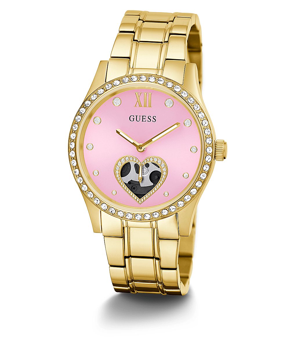 Guess Damen Armbanduhr Be Loved 38 mm Herz auf Zifferblatt Armband Edelstahl GW0380L2