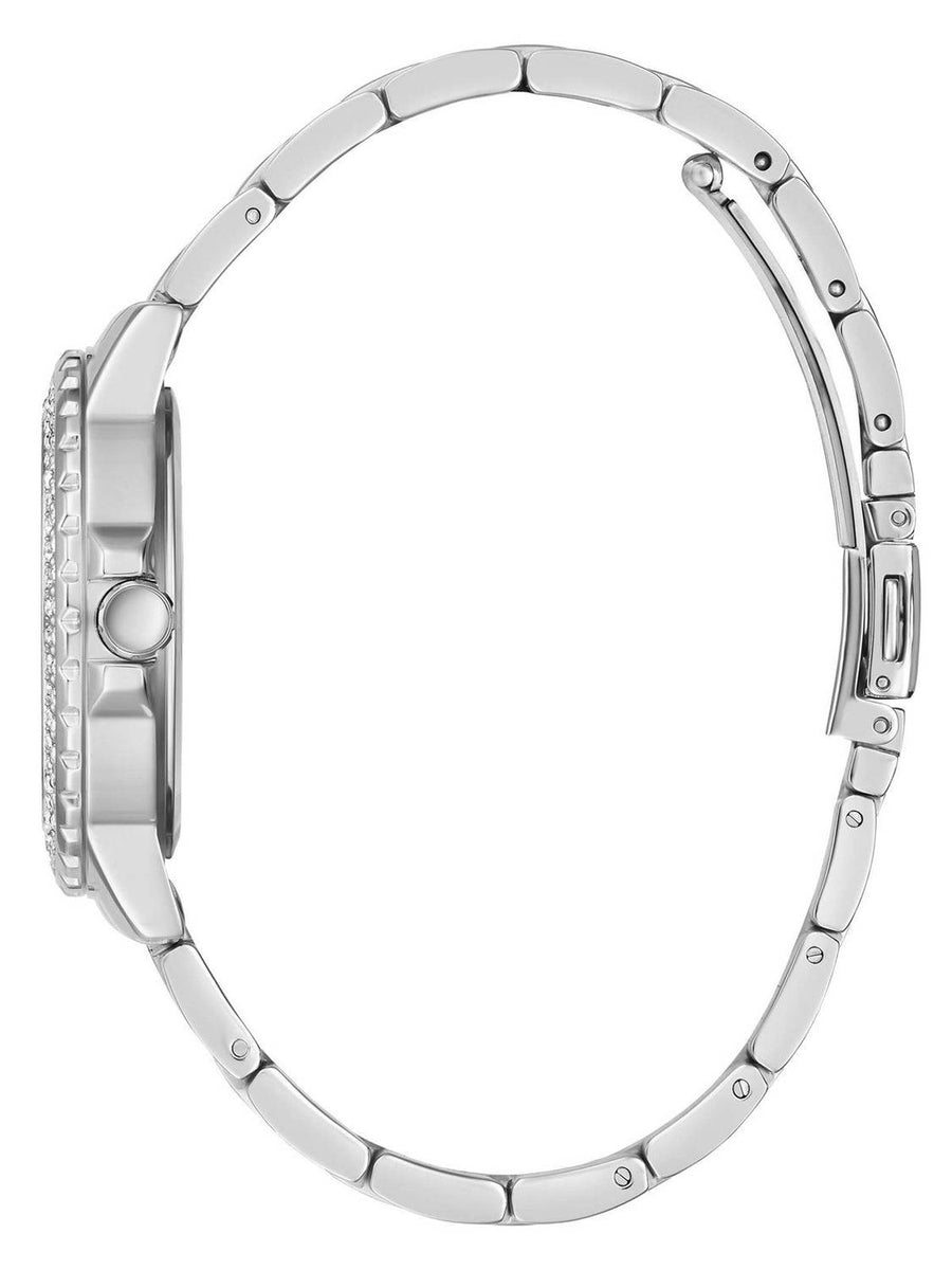 Guess Damen Armbanduhr Crown Jewel 36 mm Strasssteine auf dem Gehäuse Armband Edelstahl GW0410L1