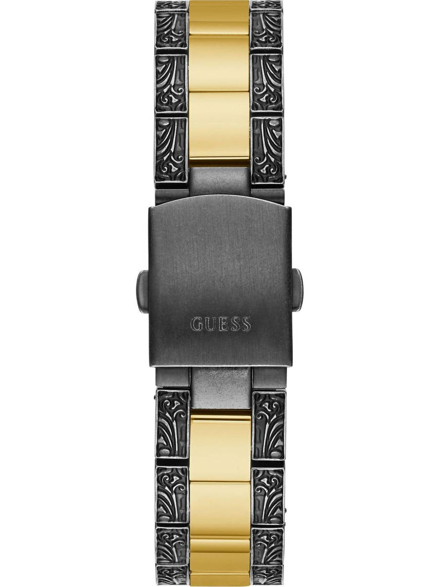 Guess Damen Armbanduhr Gilded 40 mm Brokatmuster auf Armband und Zifferblatt Armband Edelstahl GW0303L1