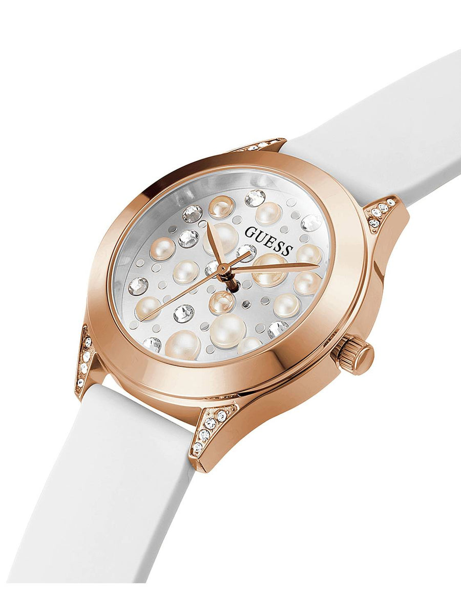 Guess Damen Armbanduhr Pearl Weiß, Roségold GW0381L3