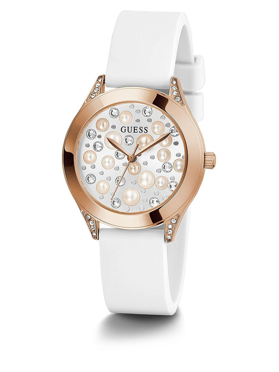 Guess Damen Armbanduhr Pearl Weiß, Roségold GW0381L3