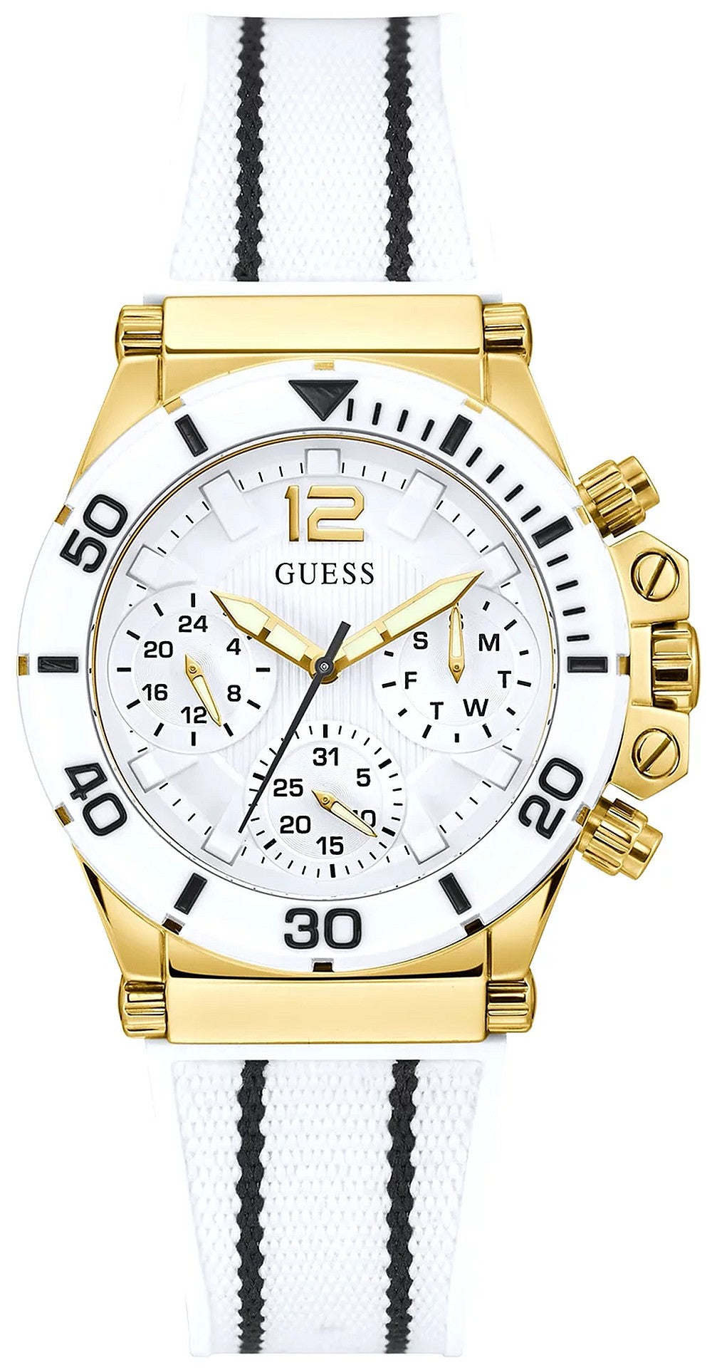 Guess Damen Armbanduhr Co-Pilot ECO-FRIENDLY weiß/goldfarben GW0406L1 38 mm