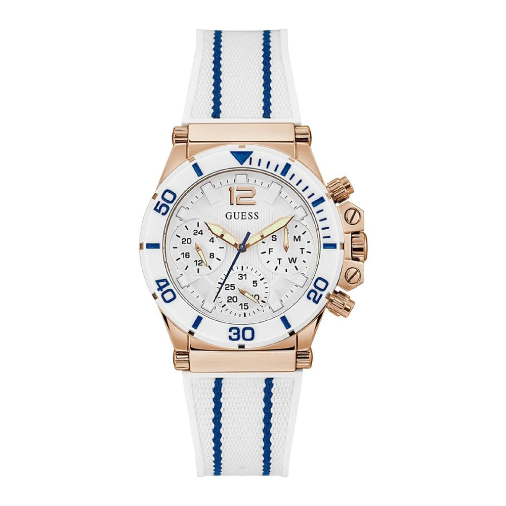 Guess Damen Armbanduhr Co-Pilot ECO-FRIENDLY weiß/roségoldfarben GW0406L2 38 mm