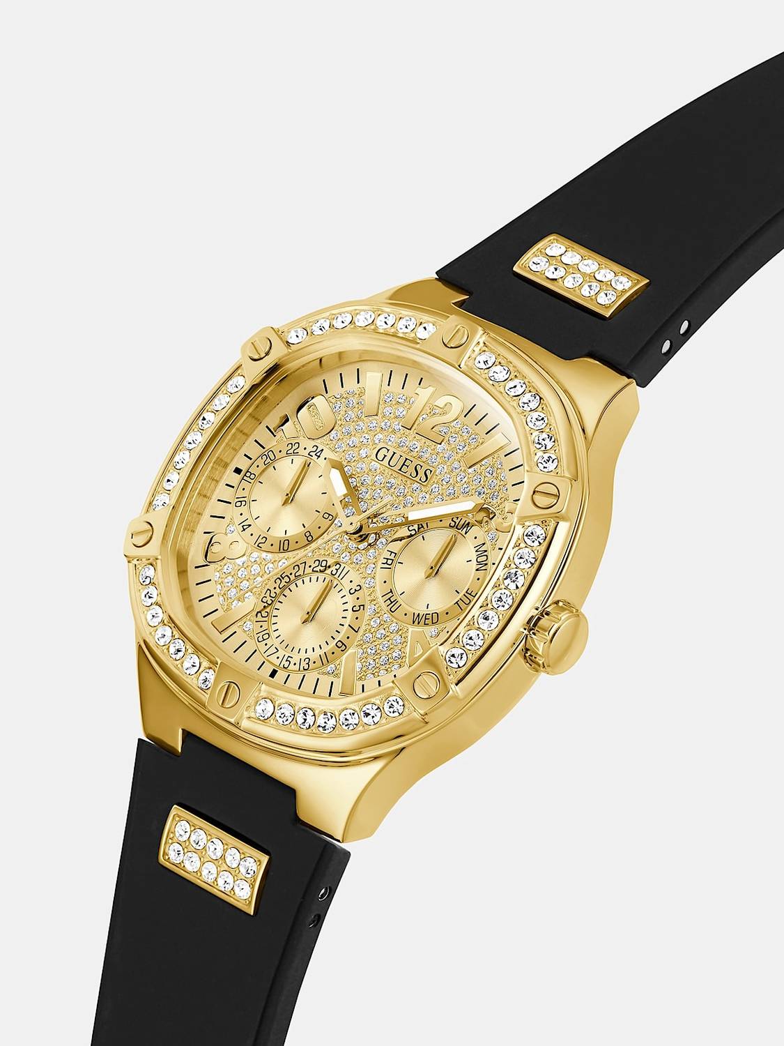 Guess Damen Armbanduhr Duchess Armband Silicon schwarz GW0619L2