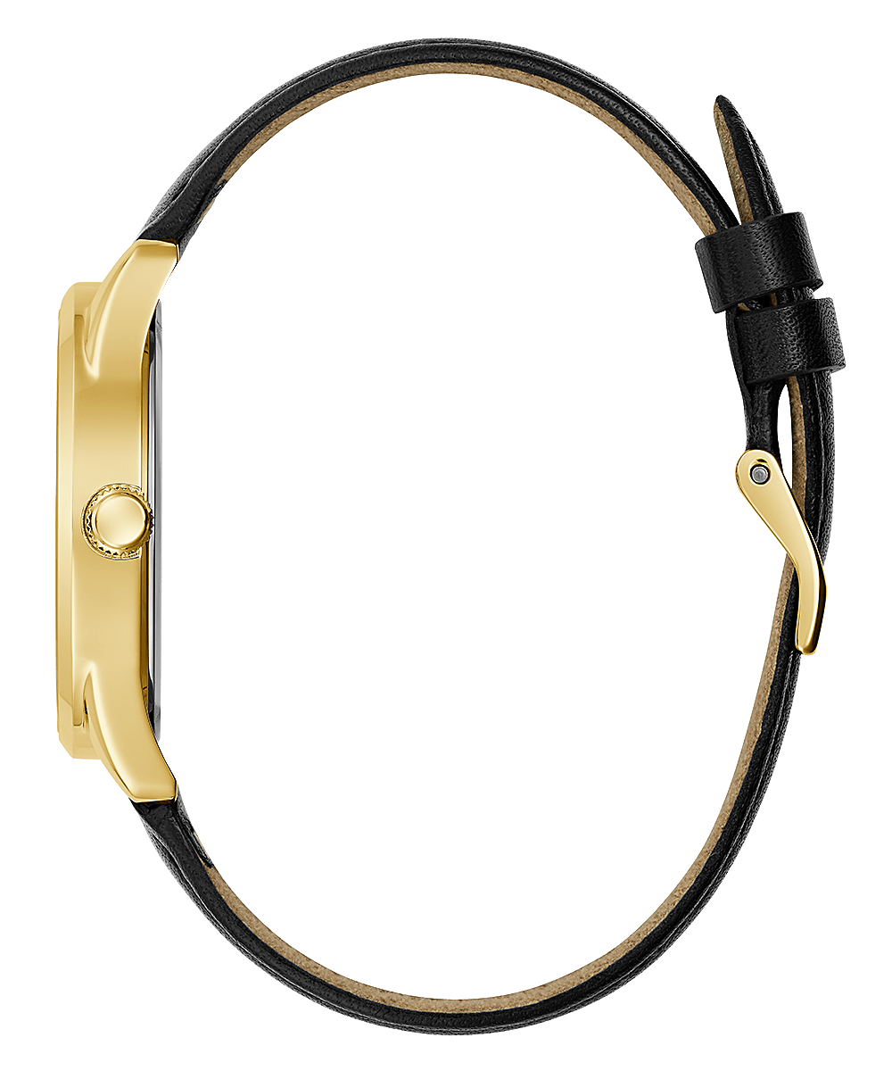 Guess Damen Armbanduhr Emblem 36 mm Ikonisches Dreieckslogo auf dem Zifferblatt Armband Leder GW0399L3