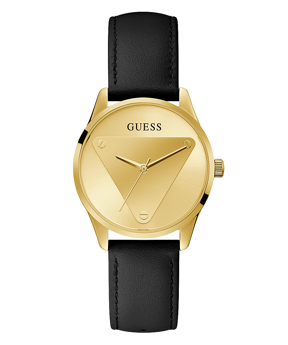 Guess Damen Armbanduhr Emblem 36 mm Ikonisches Dreieckslogo auf dem Zifferblatt Armband Leder GW0399L3