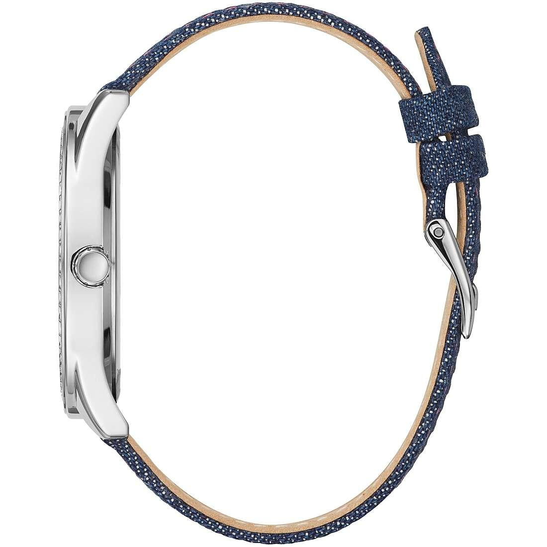 Guess Damen Armbanduhr P SLV CS W/CRYS / BLUE DENIM DL / BLUE DENIM STRP W1276L1