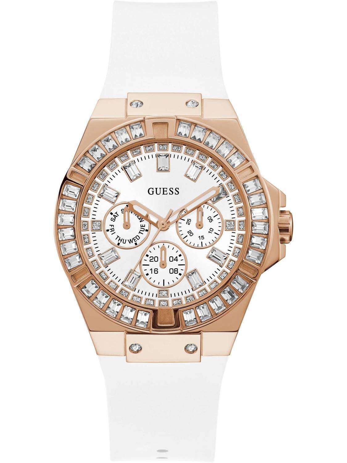 Guess Damen Armbanduhr Venus 39 mm Strasssteine auf dem Gehäuse Armband Silicone GW0118L4