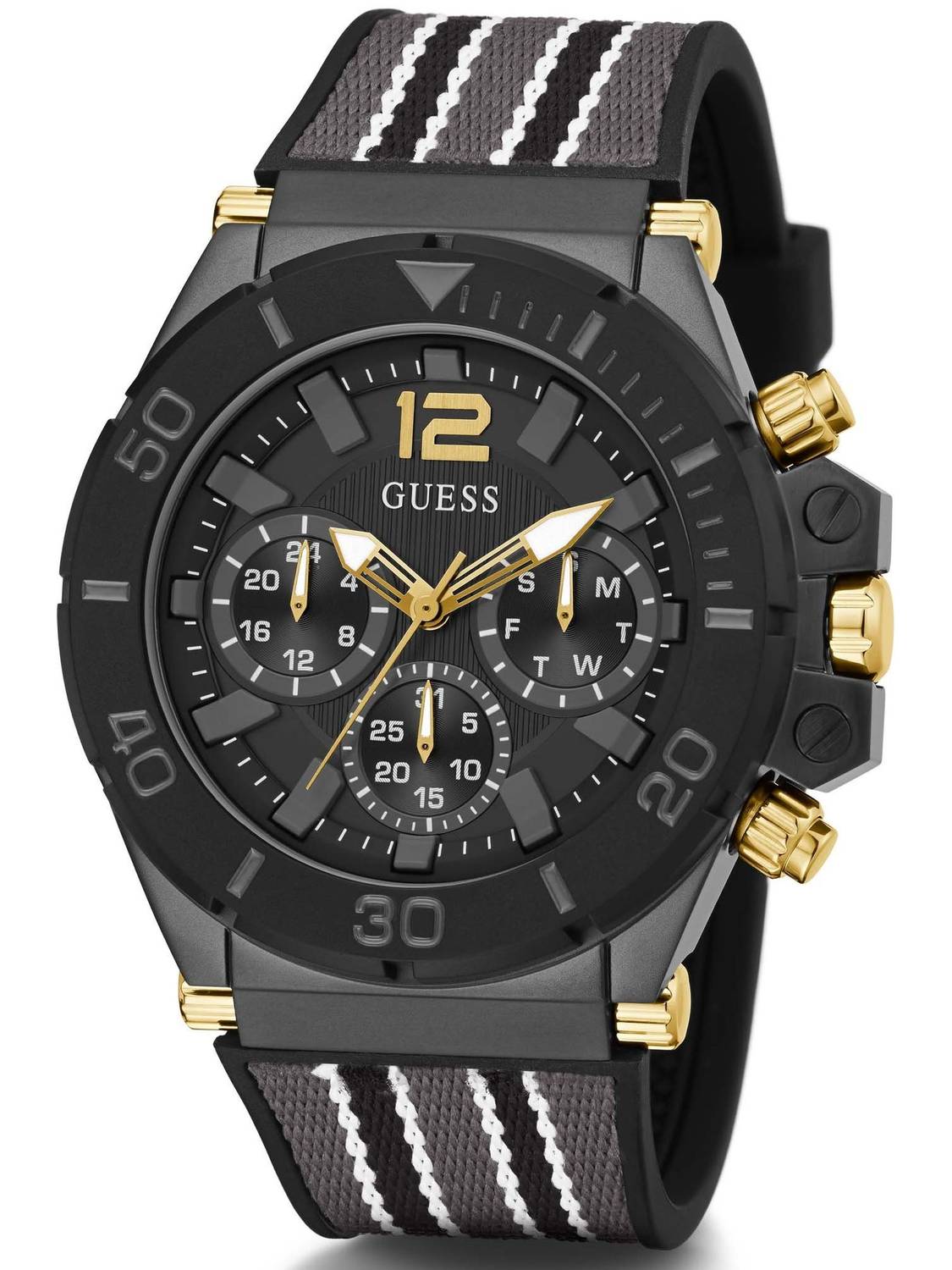 Guess Herren Armbanduhr Pilot 48 mm Mehrfarbiges Armband Armband Silicone and fabric GW0415G3