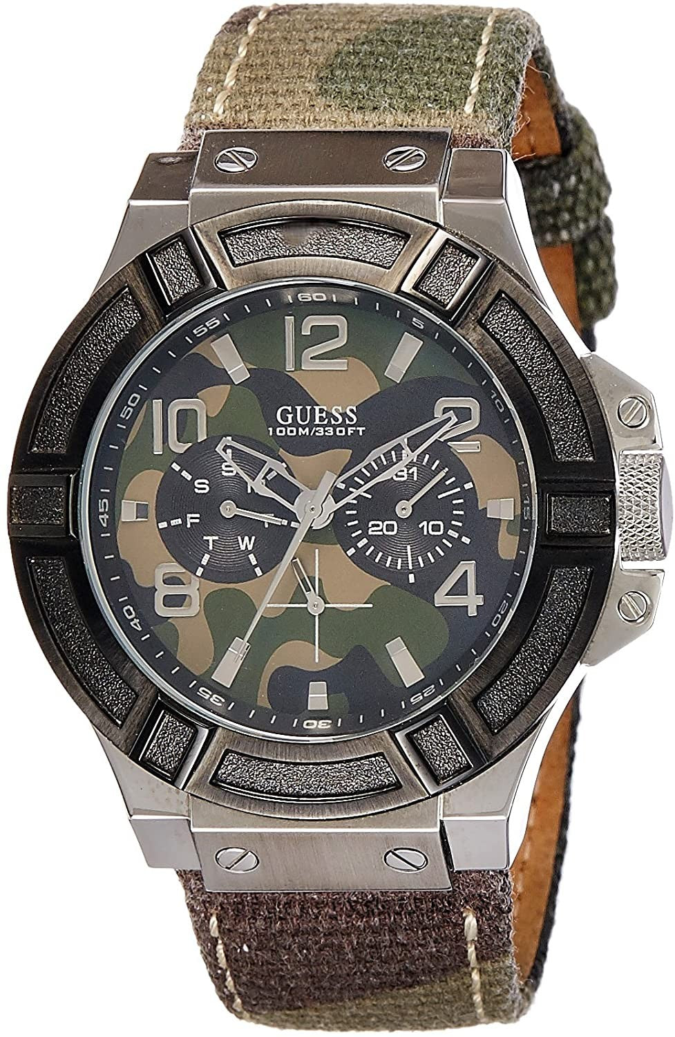 Guess Herren Armbanduhr Analog Quarz Uhr mit Edelstahl Armband W0407G1