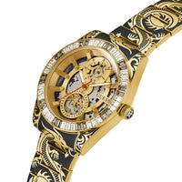 Thumbnail for Guess Herren Armbanduhr DRAGON Drachenmuster-Armband Gold-Schwarz 42 mm GW0649G1