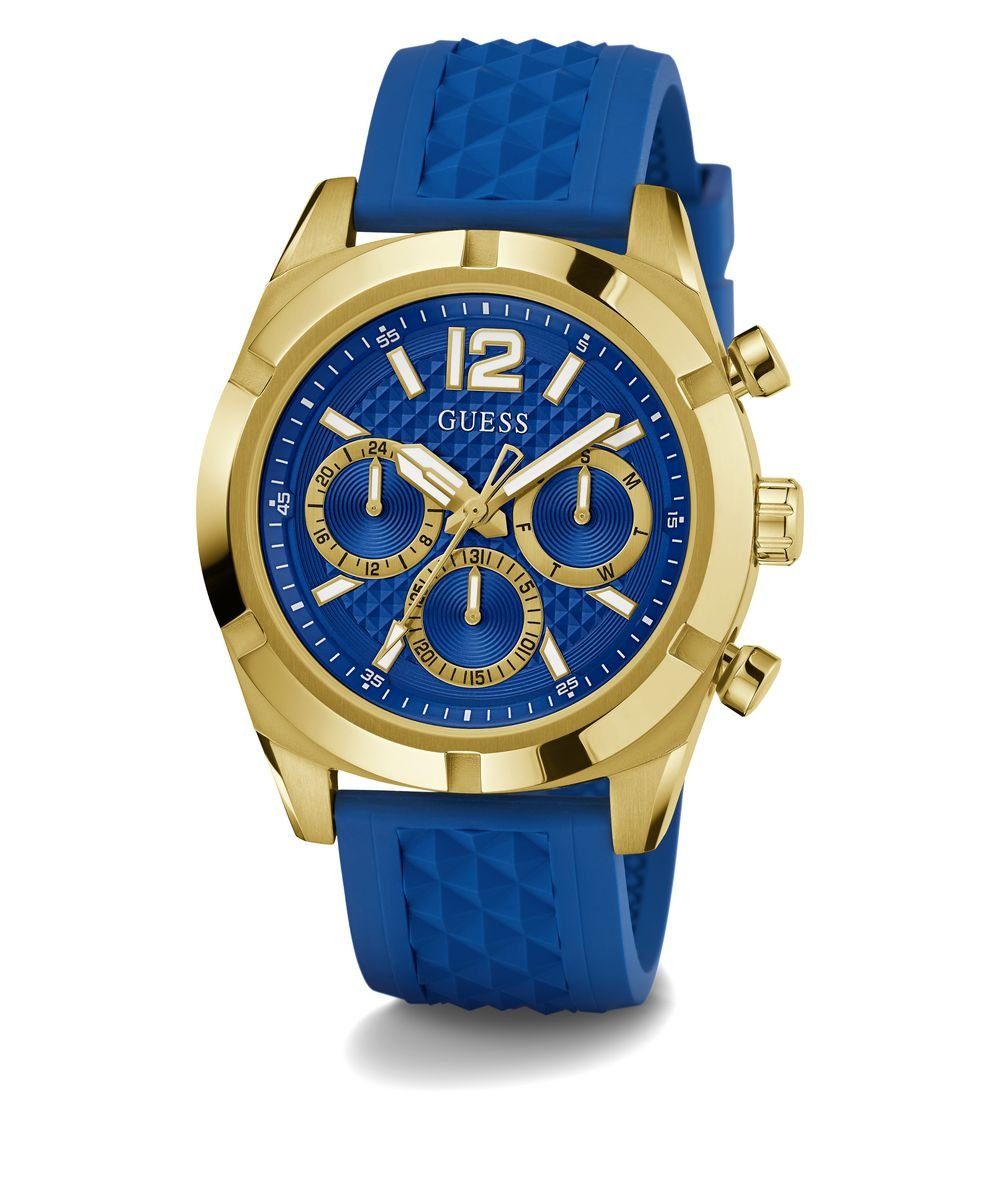 Guess Herren Armbanduhr RESISTANCE Multifunktion blau, gold 44 mm GW0729G1