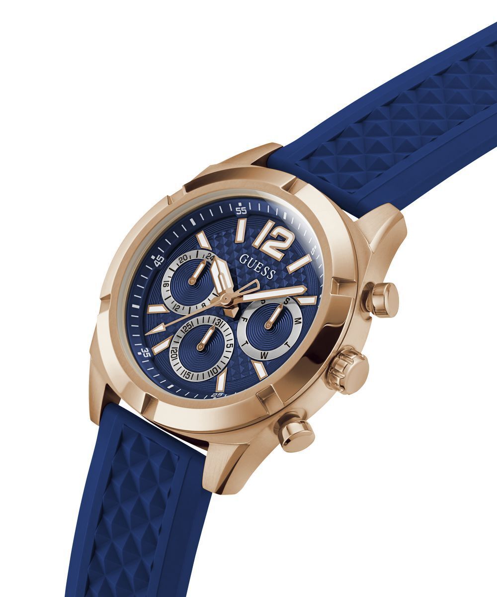 Guess Herren Armbanduhr RESISTANCE Multifunktion blau, roségold 44 mm GW0729G3